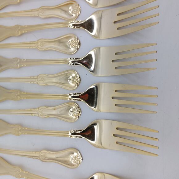 Alco Gold Tone Flatware Hollywood Regency 18 Pcs. Forks - Picture 9 of 16